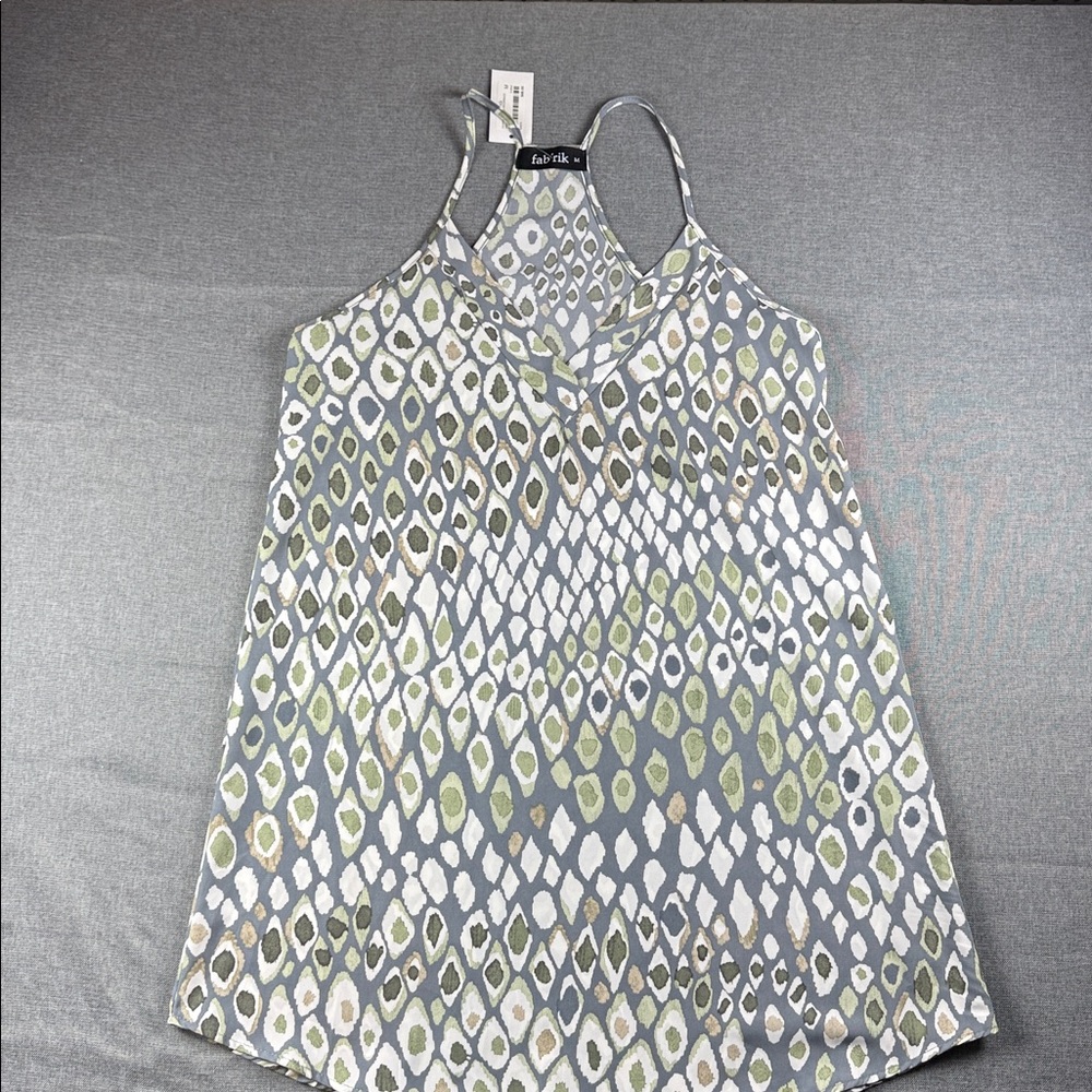 Fab’rik Women's Camisole‎ with Green and White Pattern Size M New